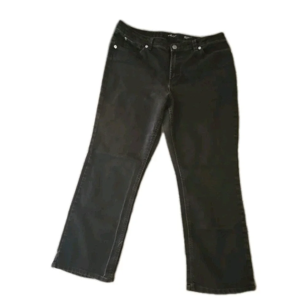Nine West Jeans Vintage Women's Size 33x 16s America Black Bootcut‎ Straight